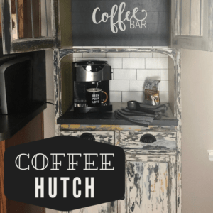 coffee hutch made from an antique hutch