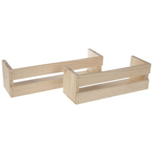 wall mounted unfinished wood crates that would make perfect shoe storage mounted on the back of a closet door.