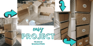 the whole process depicted of turning old boxes into storage bins