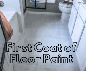 primer & first coat of floor paint for painting the bathroom tile floor