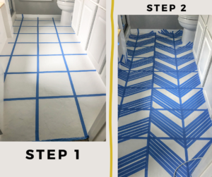 2 Steps to Making a Herringbone Stencil to paint floor tile