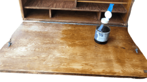 Furniture transformation- step 2, hydrate the wood using fusion hemp oil