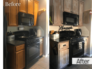 Updating Oak Kitchen Cabinets Before and After Picture