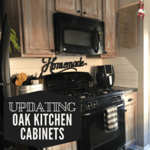 updating the kitchen cabinets with white wash