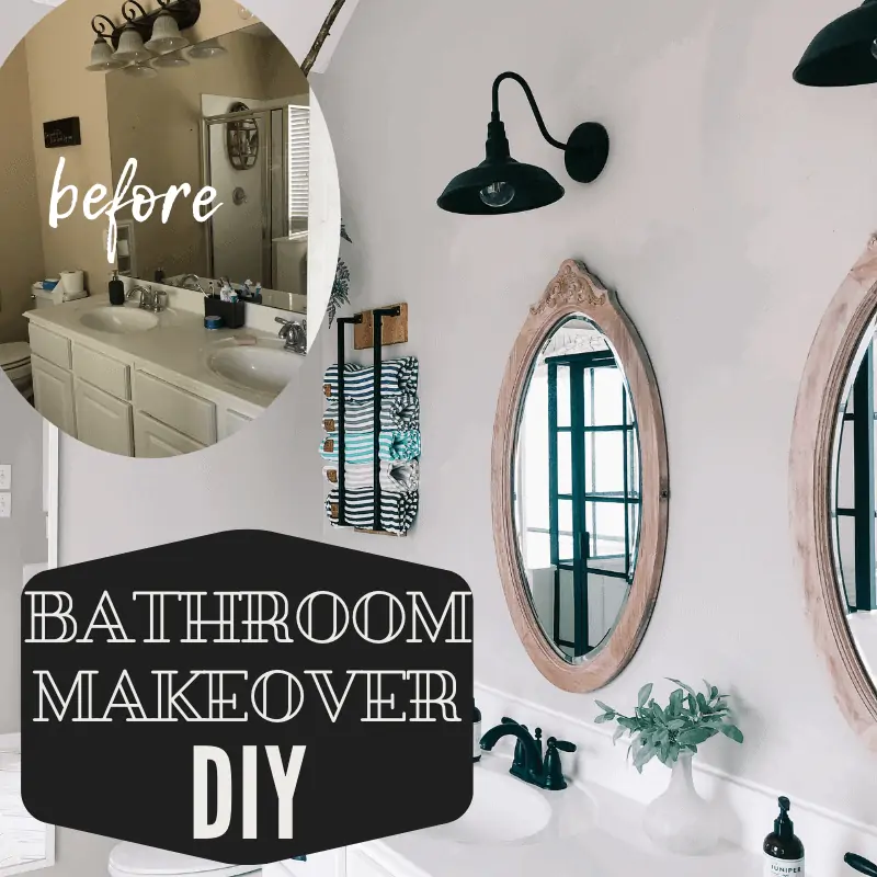 before and after picture of bathroom makeover diy