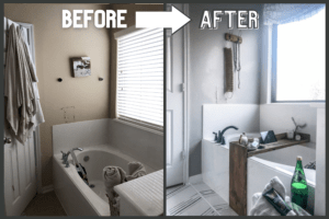 bathroom makeover diy before and after pictures of the bathtub and window