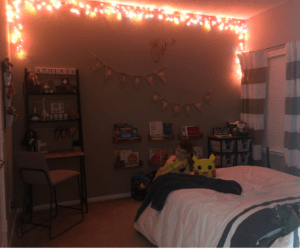 kids room with icicle christmas lights as bunting