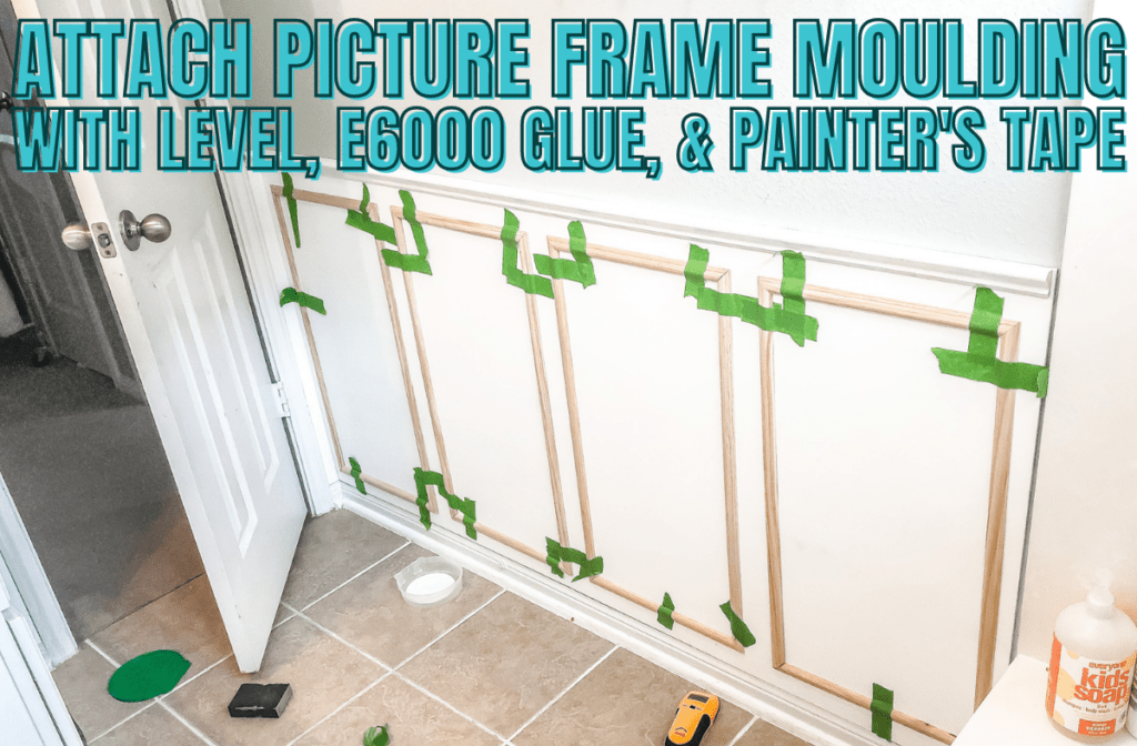 Attach picture frame moulding to wainscoting