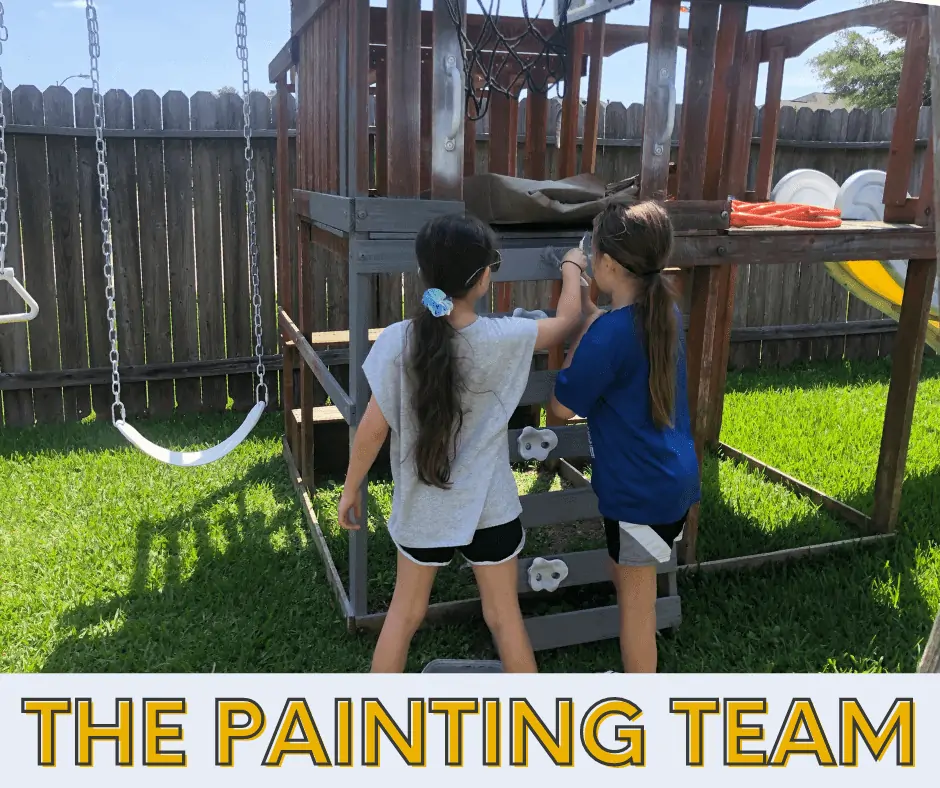 the swingset painting team