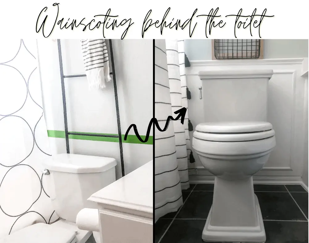 Wainscoting behind the toilet