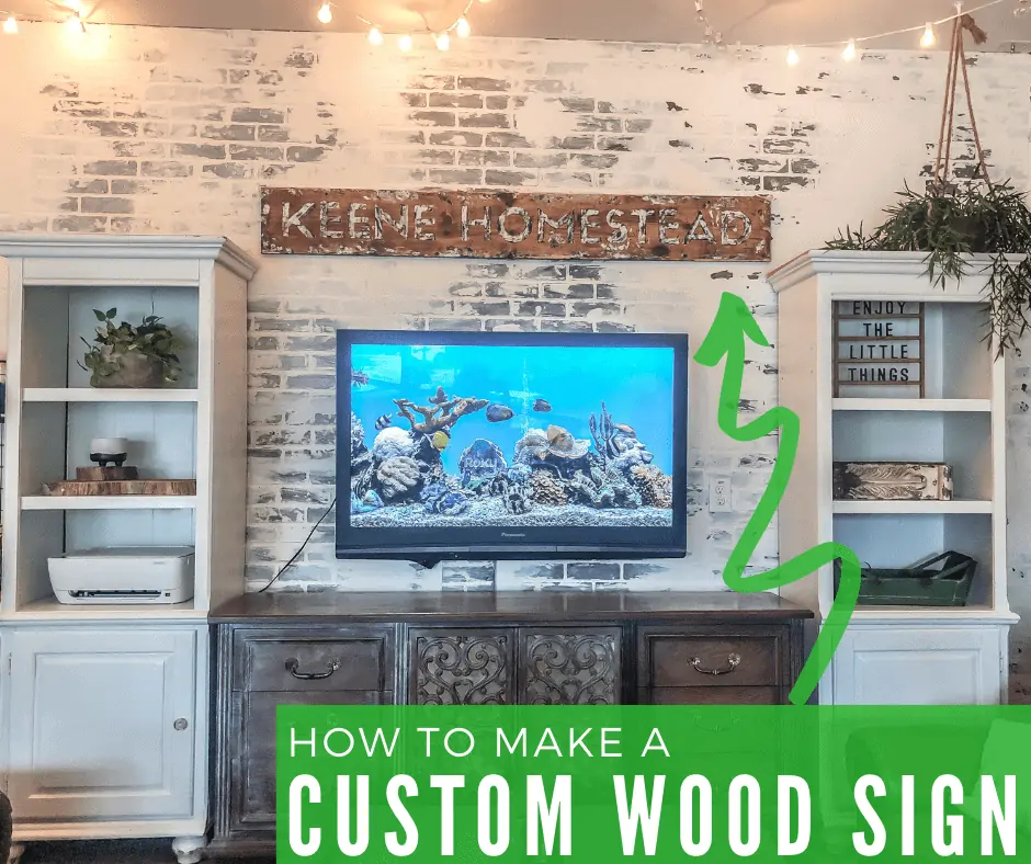 a custom wood family sign above the tv
