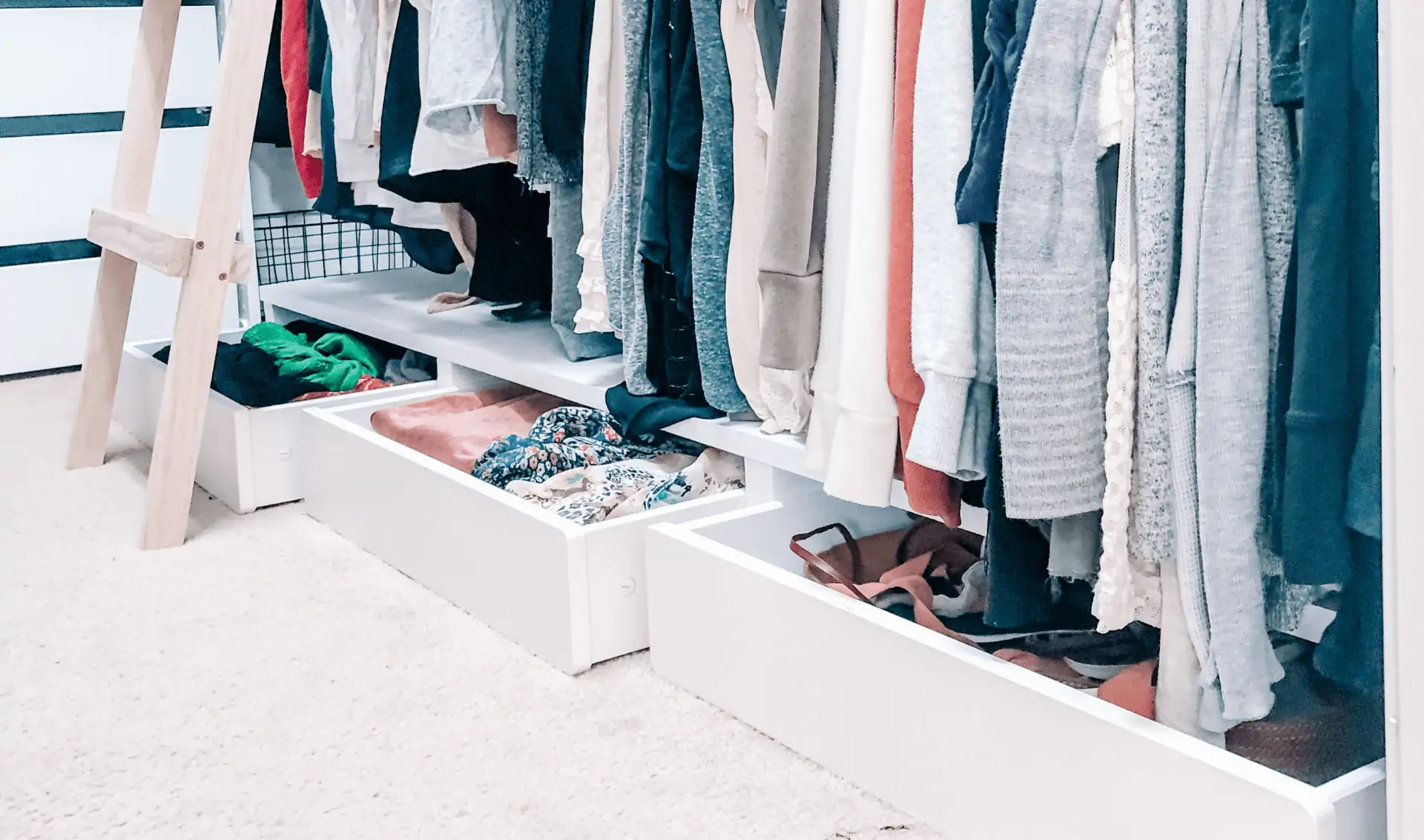 floor drawers for closet storage