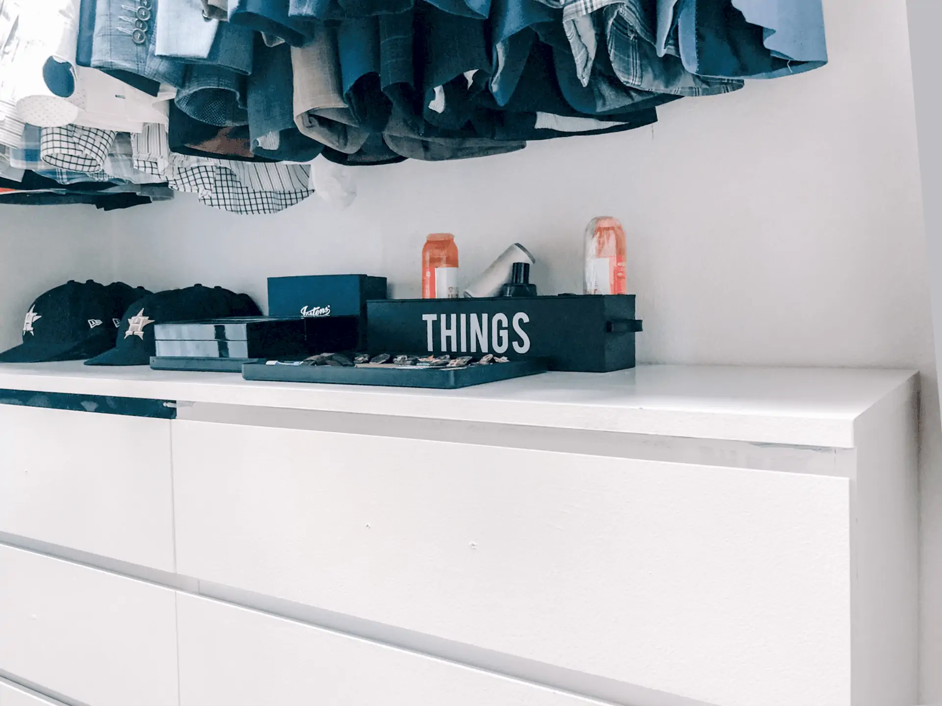 dresser in closet for drawer storage