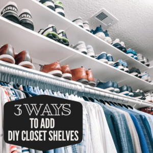 closet shelves added to organize closet