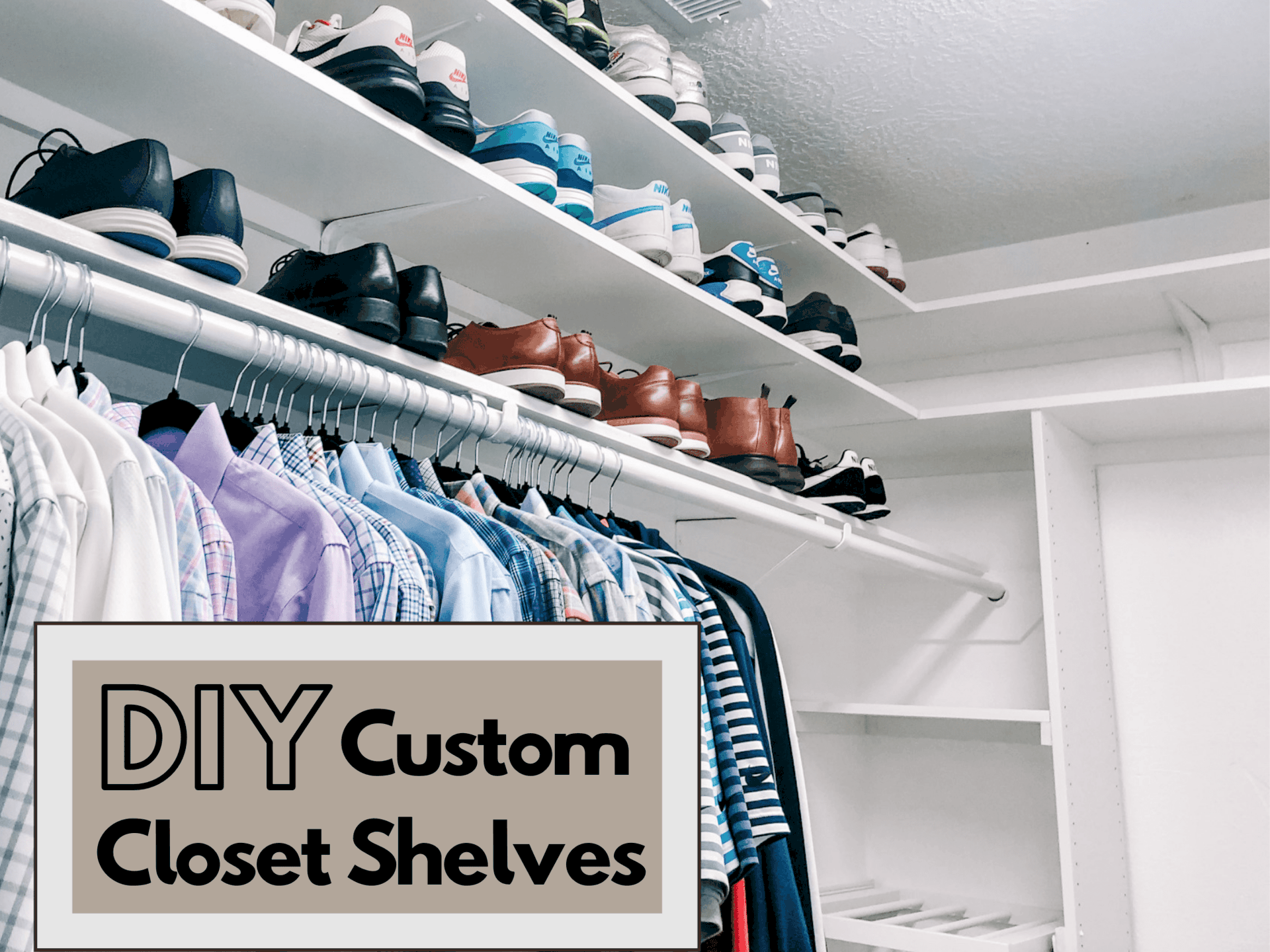 DIY Custom Shelving installed into closet for organization