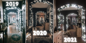 Indoor Christmas Decorations that go up quick- lighted garland and christmas tree